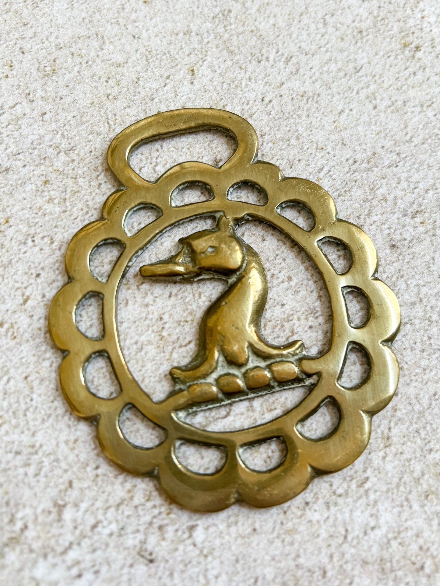 Mallard Horse Brass Medallion