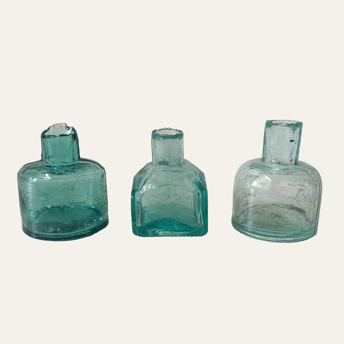 Victorian English Teal Glass Inkwells CHOICE