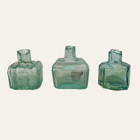 Victorian English Teal Glass Inkwells CHOICE