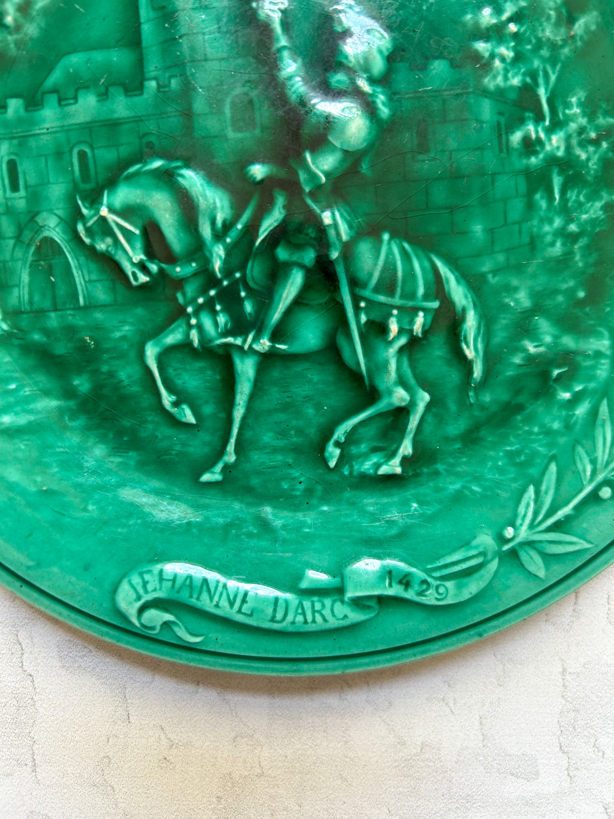 Antique French Joan of Arc Majolica Plate