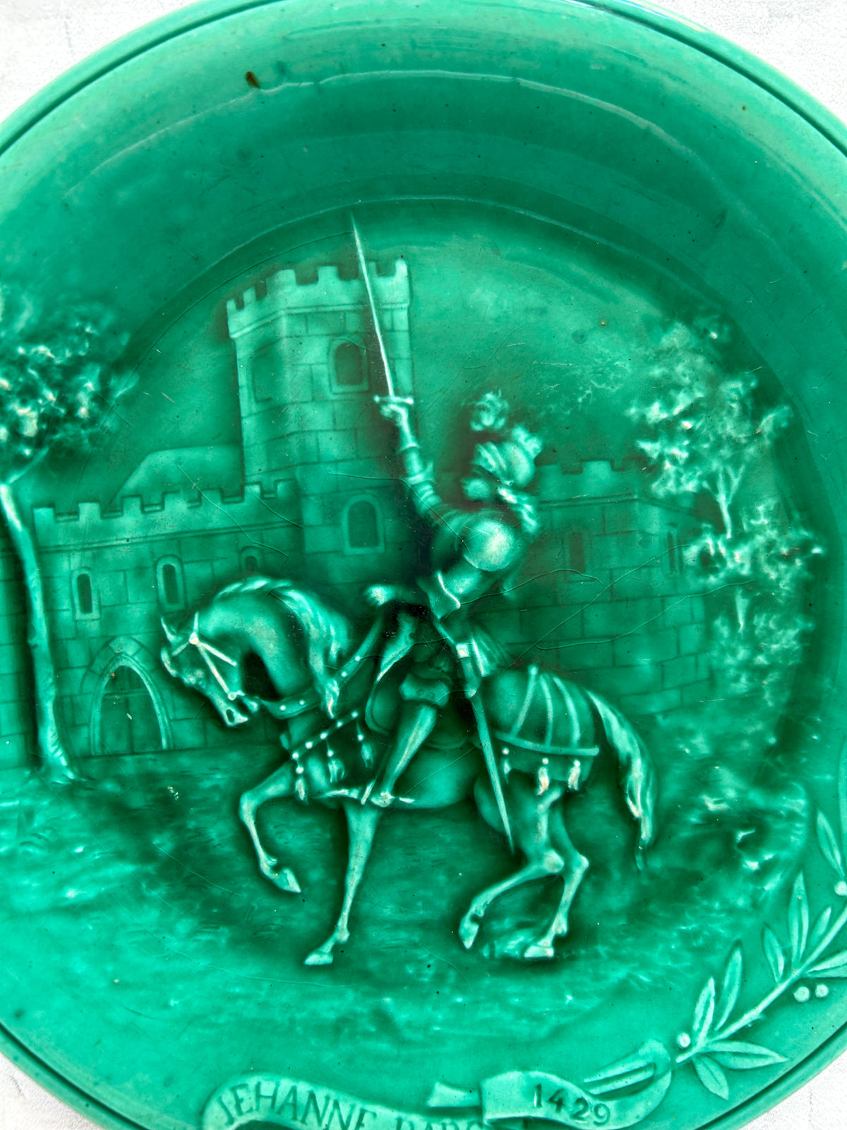 Antique French Joan of Arc Majolica Plate
