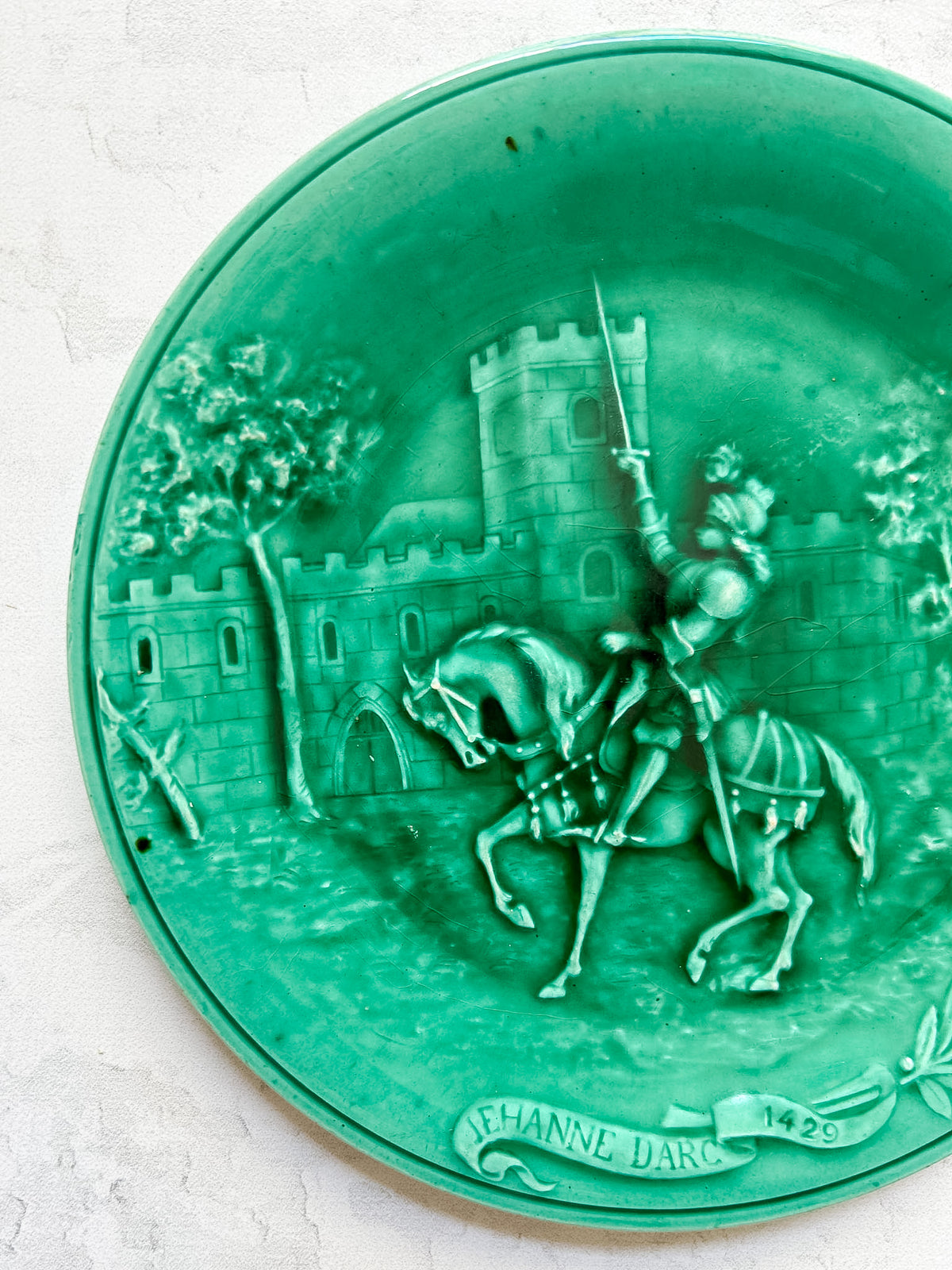 Antique French Joan of Arc Majolica Plate