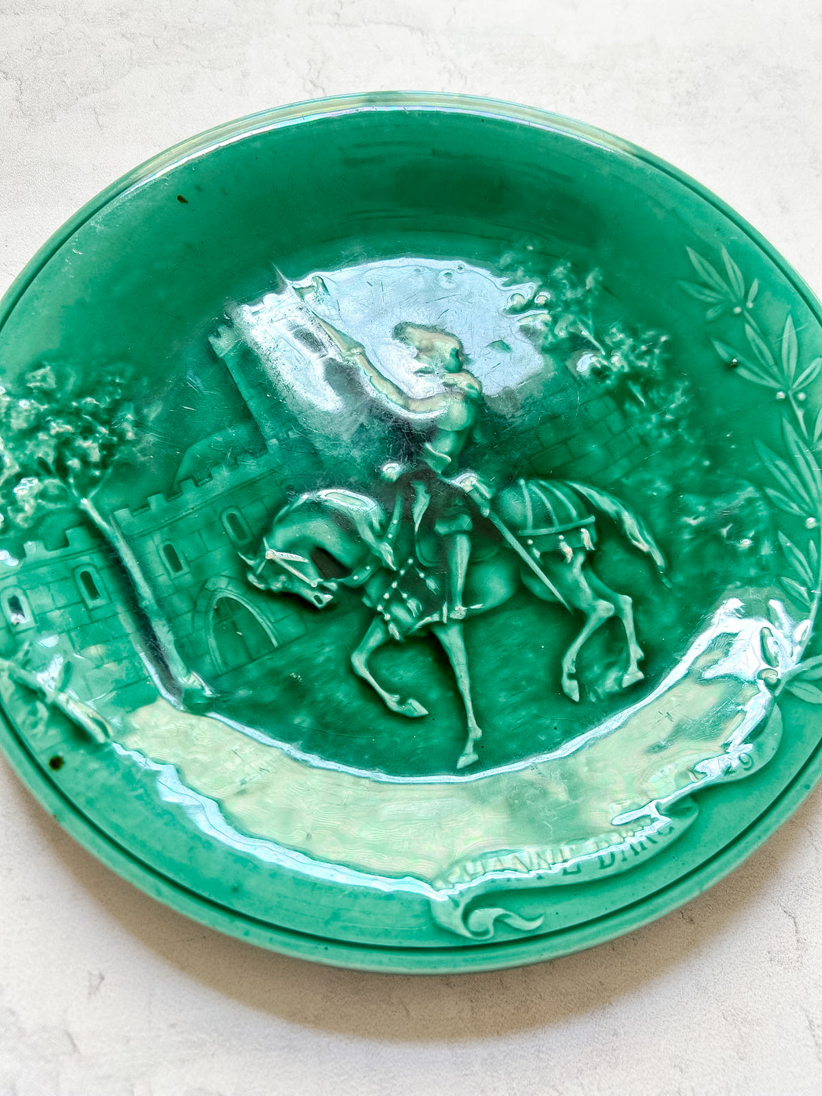 Antique French Joan of Arc Majolica Plate