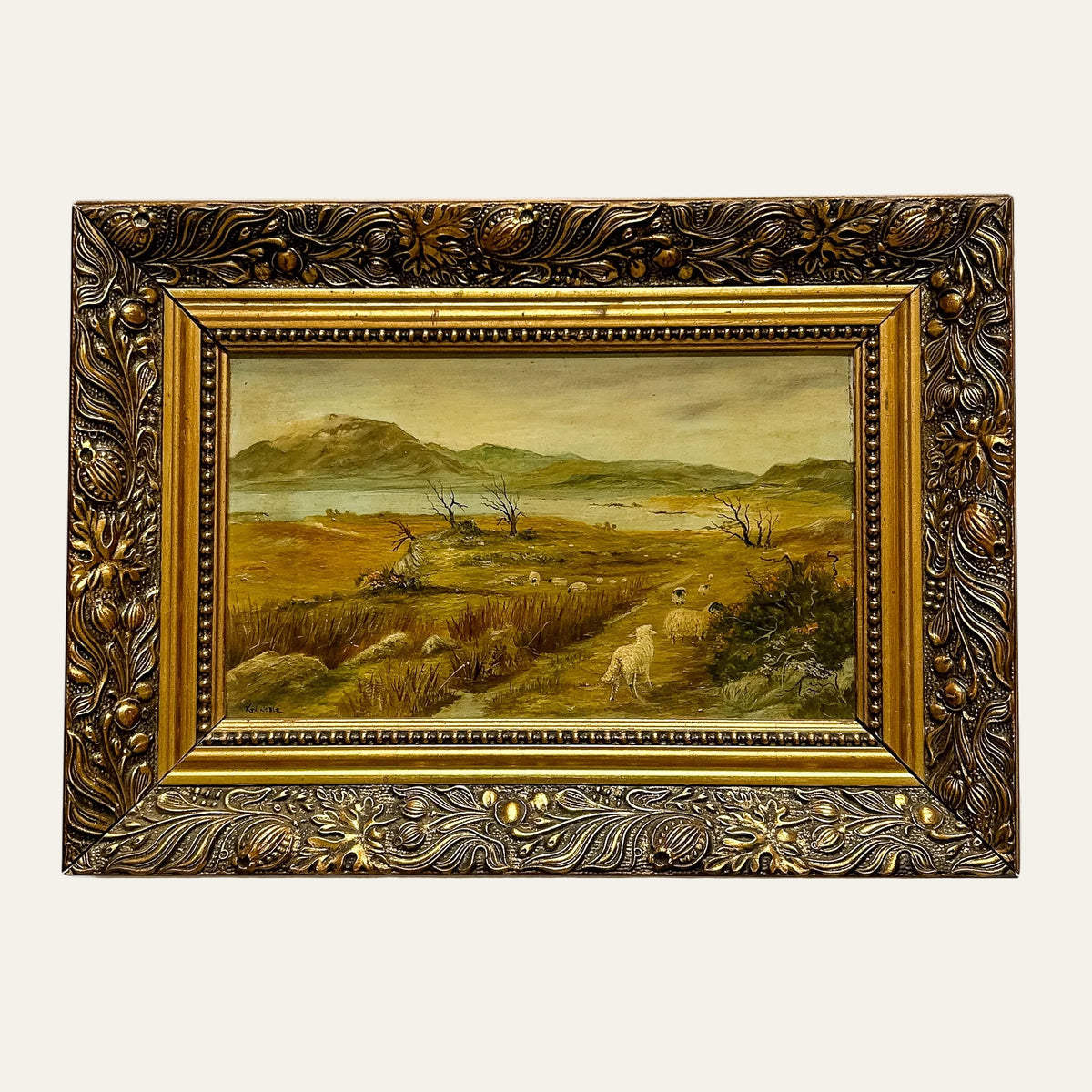 Vintage Oil on Board, English Pastoral Scene with Sheep