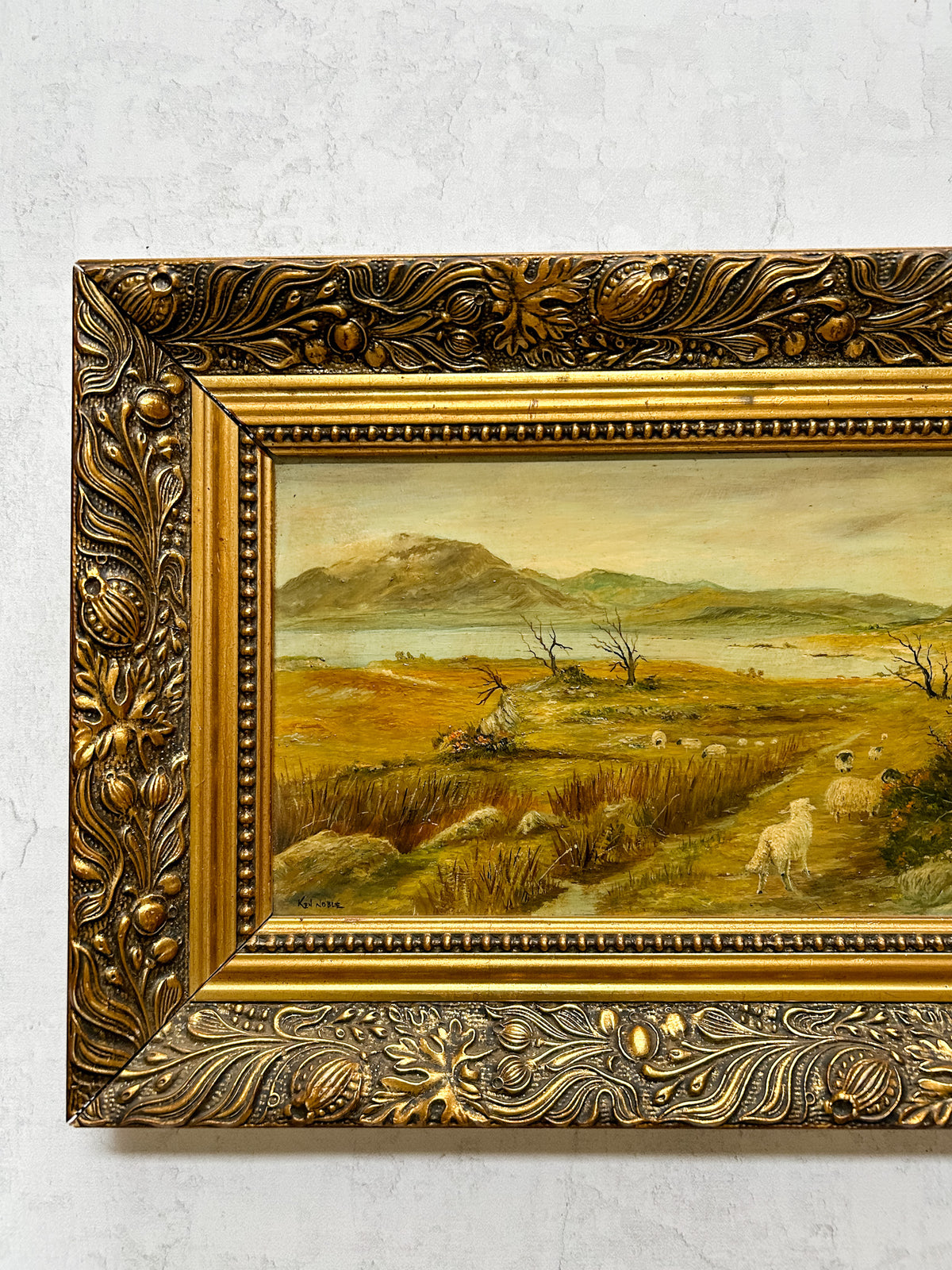 Vintage Oil on Board, English Pastoral Scene with Sheep