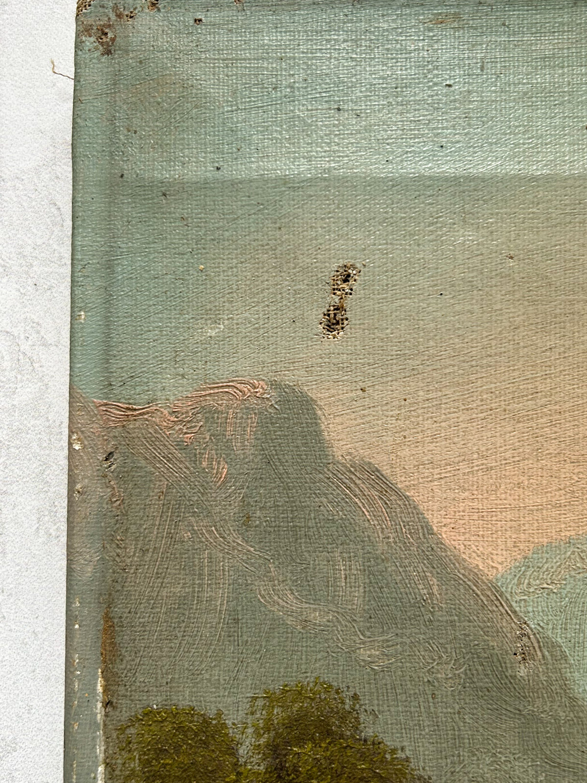 Vintage Signed Alpine Lake Landscape Oil on Canvas