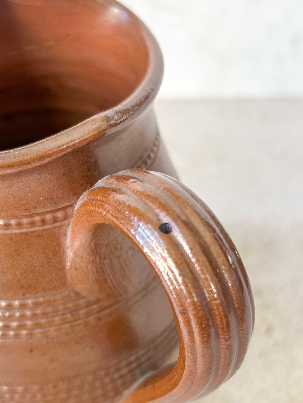 Vintage French Brown Stoneware Pitcher 6.5"