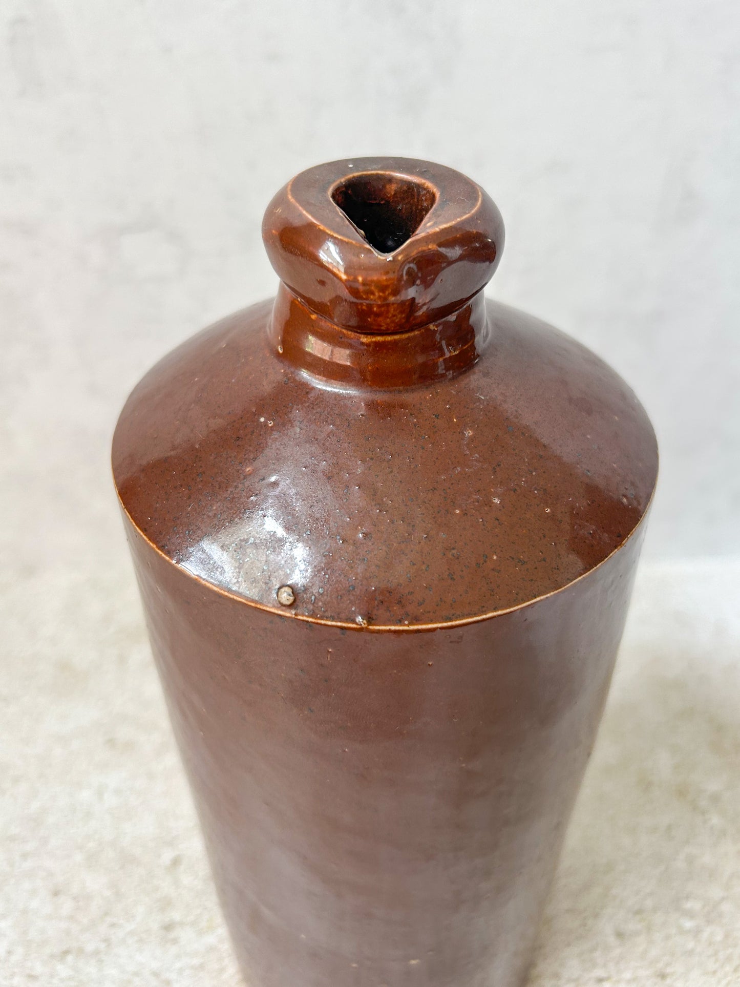 Antique Brown Stoneware Spirit Bottle by Poulton, England