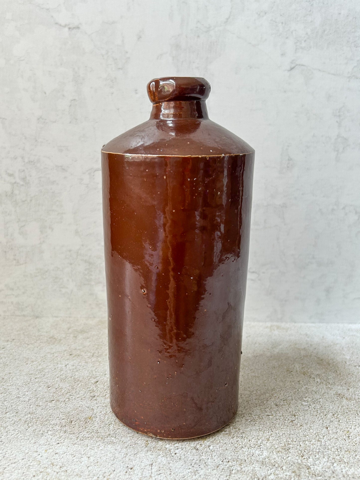 Antique Brown Stoneware Spirit Bottle by Poulton, England