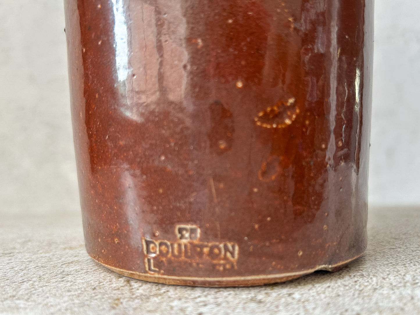 Antique Brown Stoneware Spirit Bottle by Poulton, England