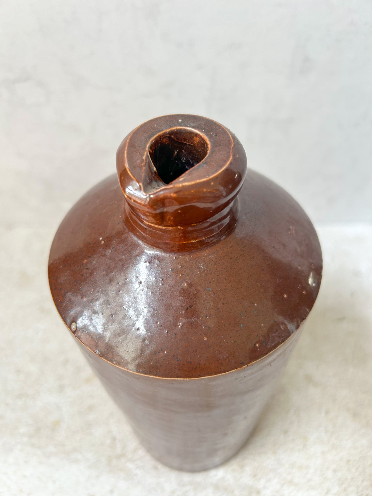 Antique Brown Stoneware Spirit Bottle by Poulton, England