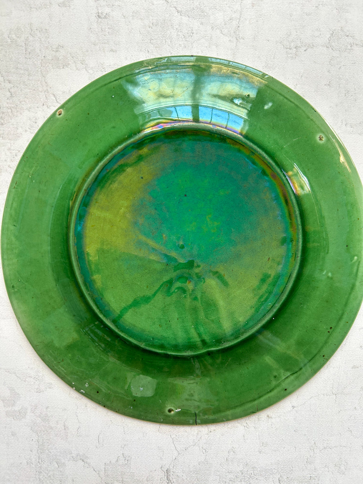 Antique Green Majolica Leaf Plate