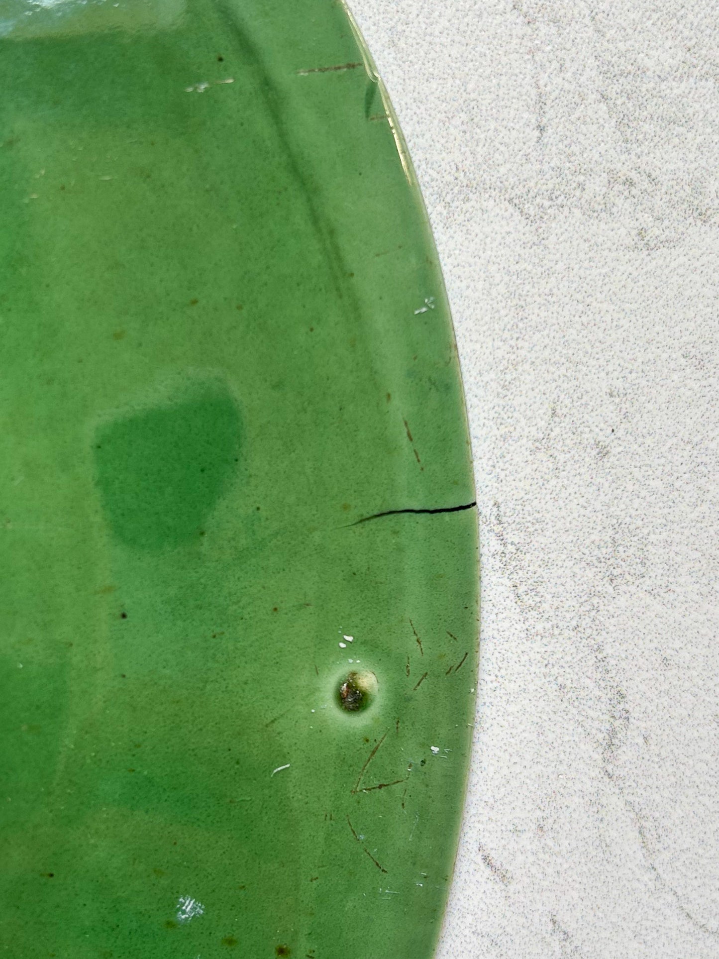 Antique Green Majolica Leaf Plate