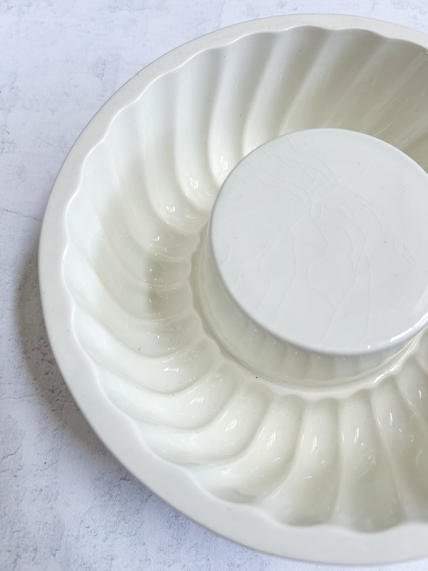 Antique English Ironstone Fluted Ring Pudding Mold