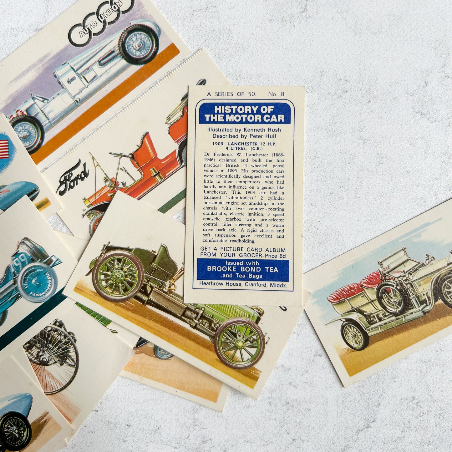 Set Vintage Brooke Bond Tea Cards History of the Motor Car