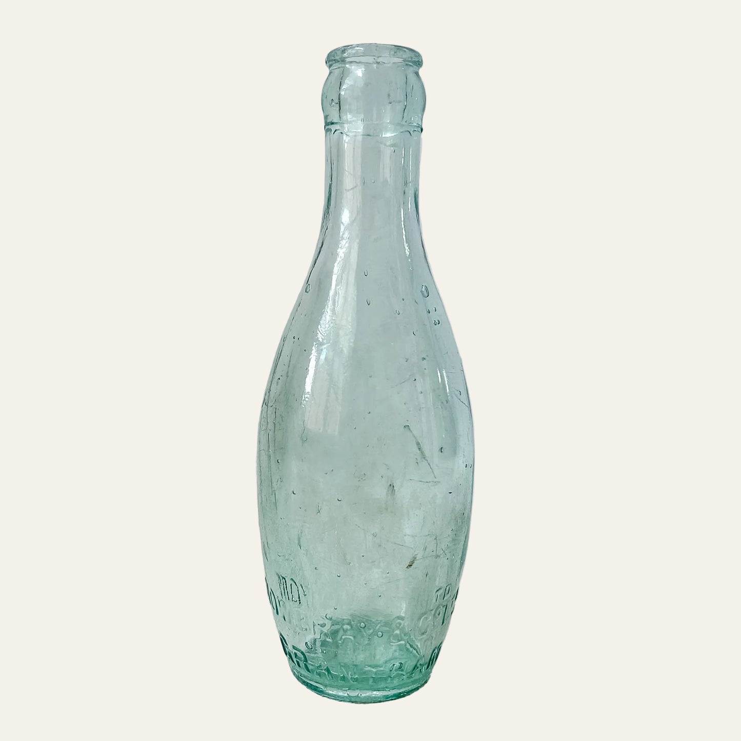 Antique Mowbray & Co. Embossed Aqua Glass Soda Bottle