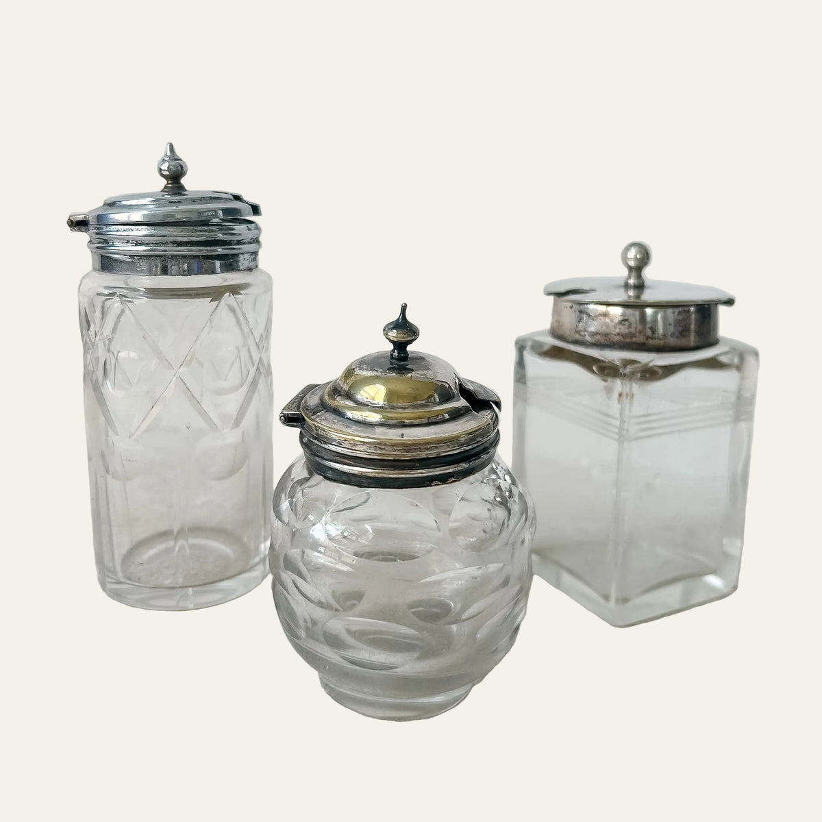 Vintage English Glass Condiment Pots CHOICE