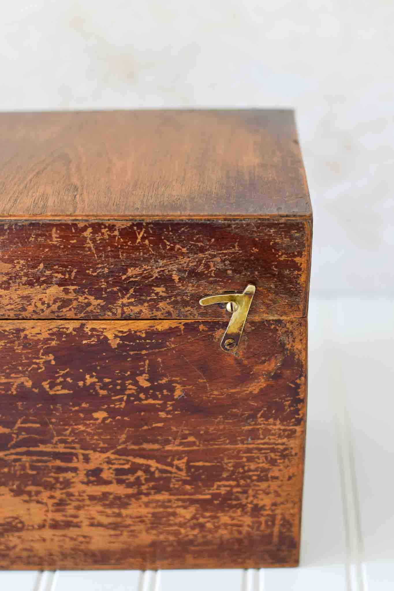 Early 20th Century Oak Storage Box with Brass Clasps