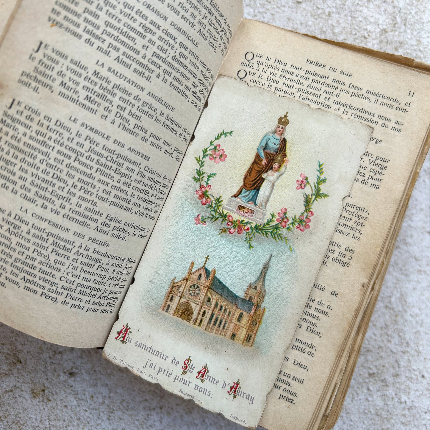 Antique Leather Bound French Paroissien Missal with Ephemera