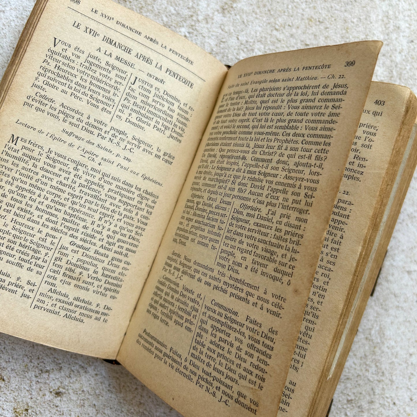 Antique Leather Bound French Paroissien Missal with Ephemera