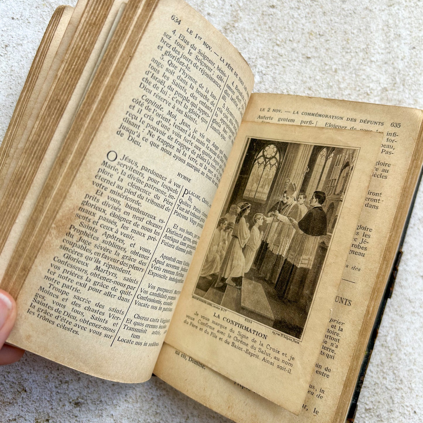 Antique Leather Bound French Paroissien Missal with Ephemera