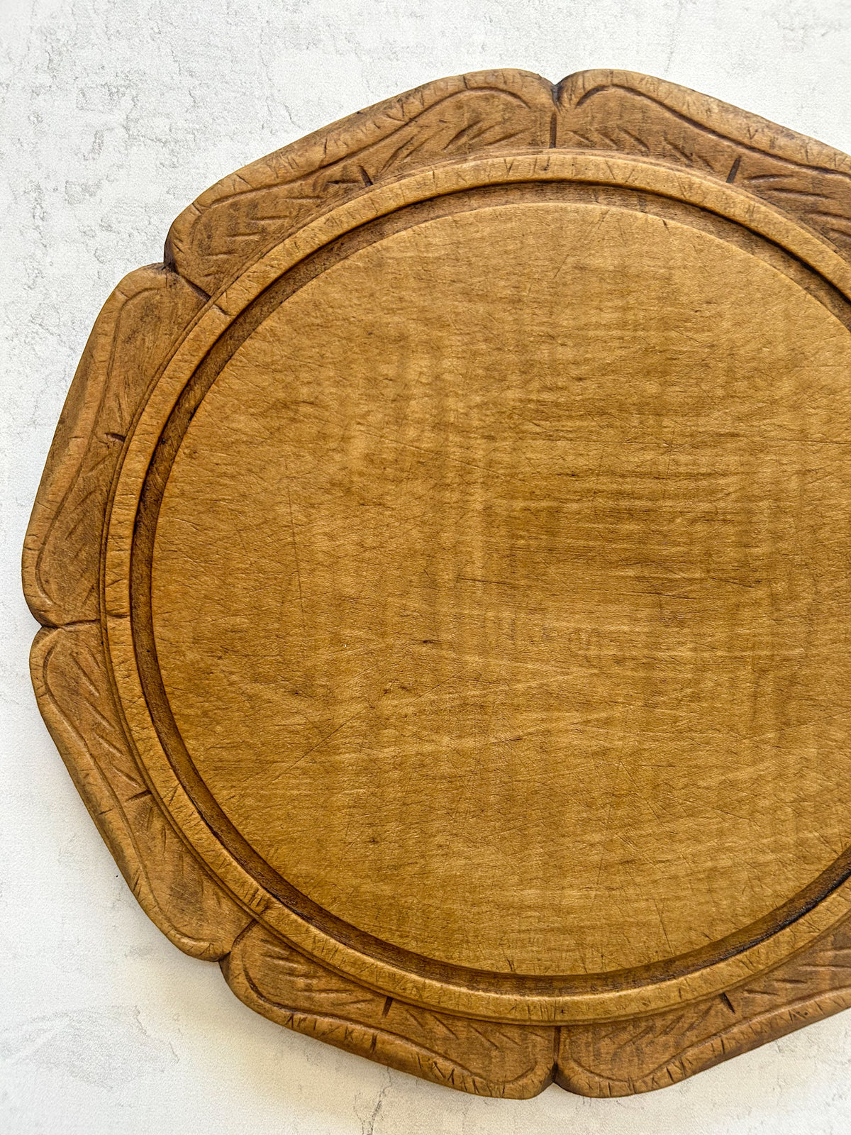 Antique English Scalloped Edge Sycamore Bread Board