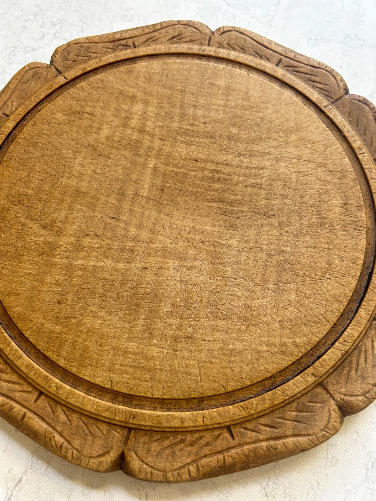 Antique English Scalloped Edge Sycamore Bread Board