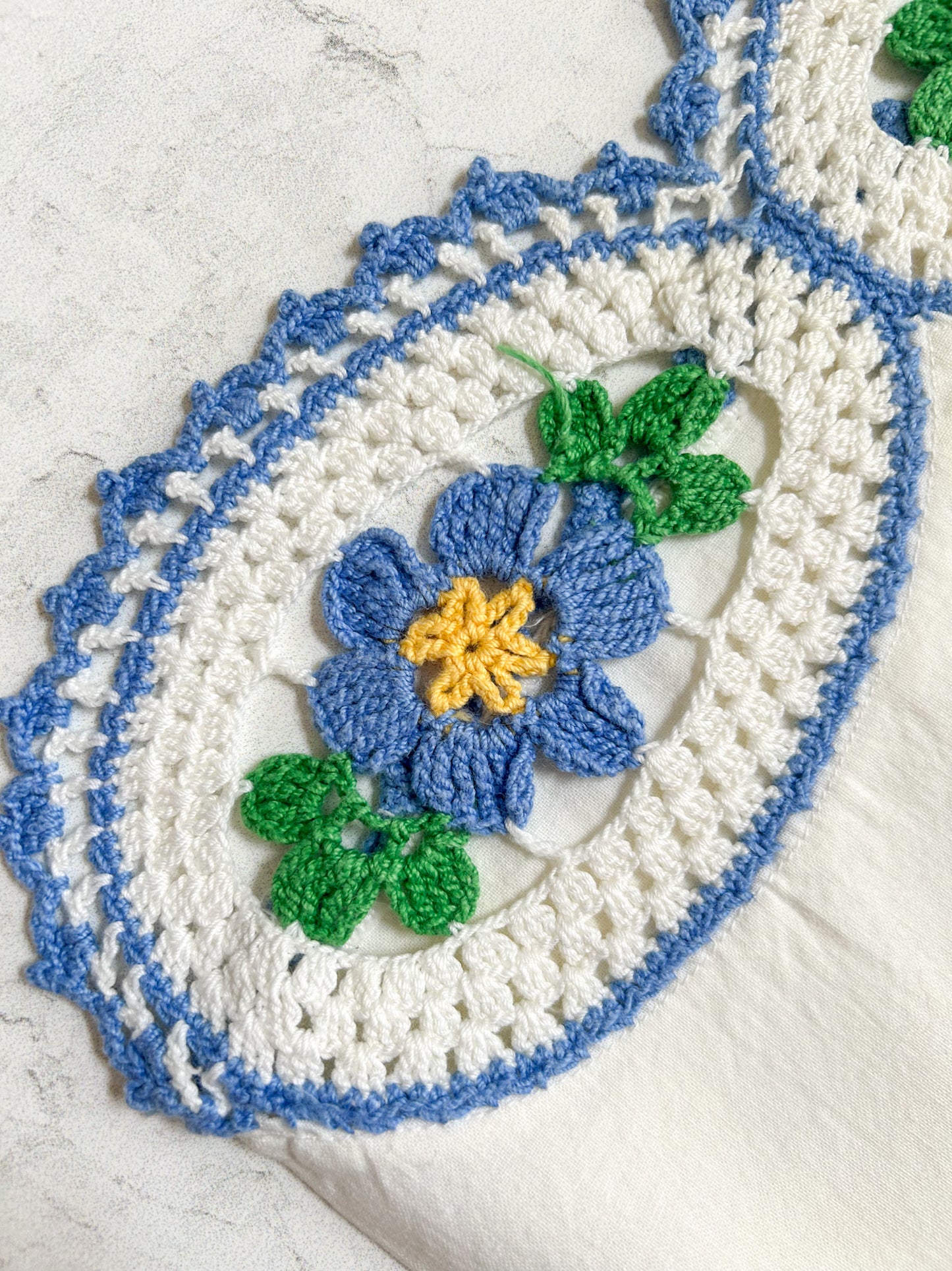 Vintage Pillowcase Set with Crocheted Floral Trim