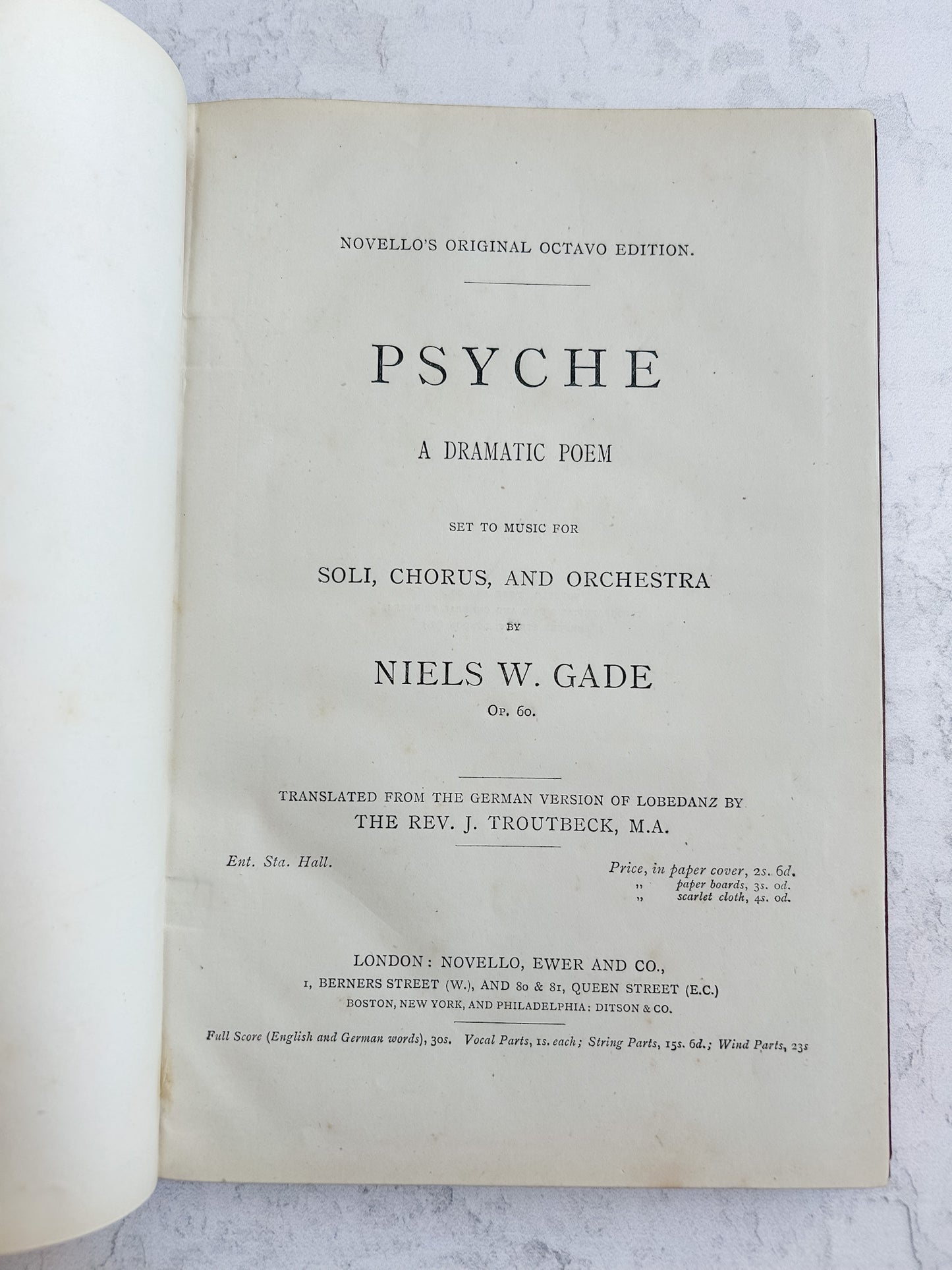 Antique Victorian Psyche Music Folio by Niels W. Gade | c.1885–1895