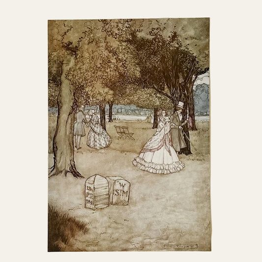 Arthur Rackham “Touching Tombstones” Mounted Book Plate Illustration, 1906
