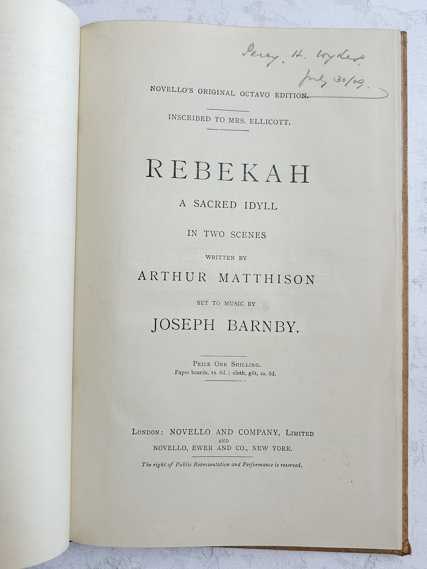 Antique 1909 Barnby Rebekah Folio, Victorian Music Score