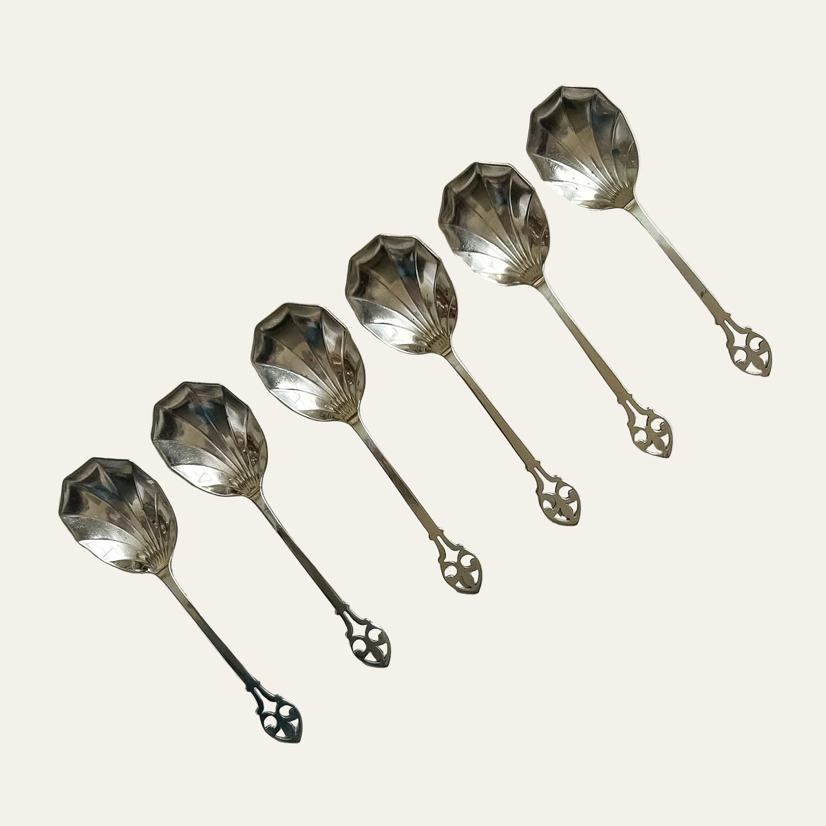 Set Vintage English Shell Bowl Spoons