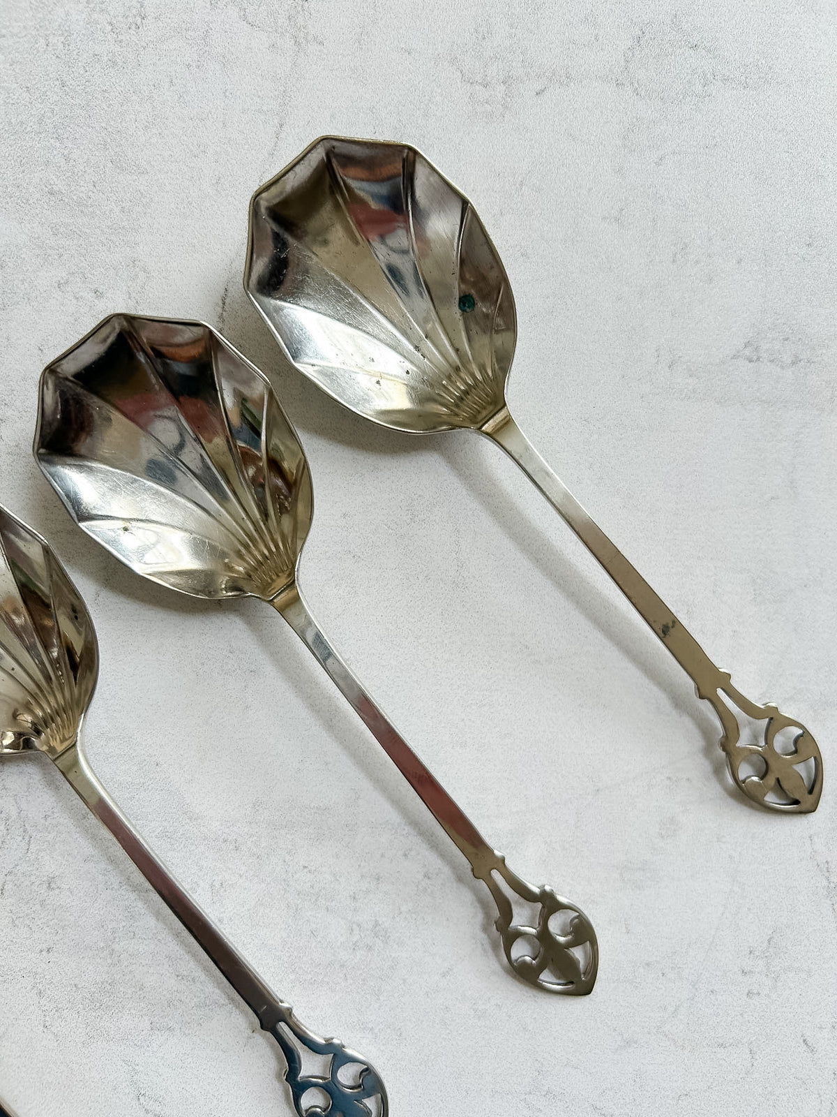 Set Vintage English Shell Bowl Spoons