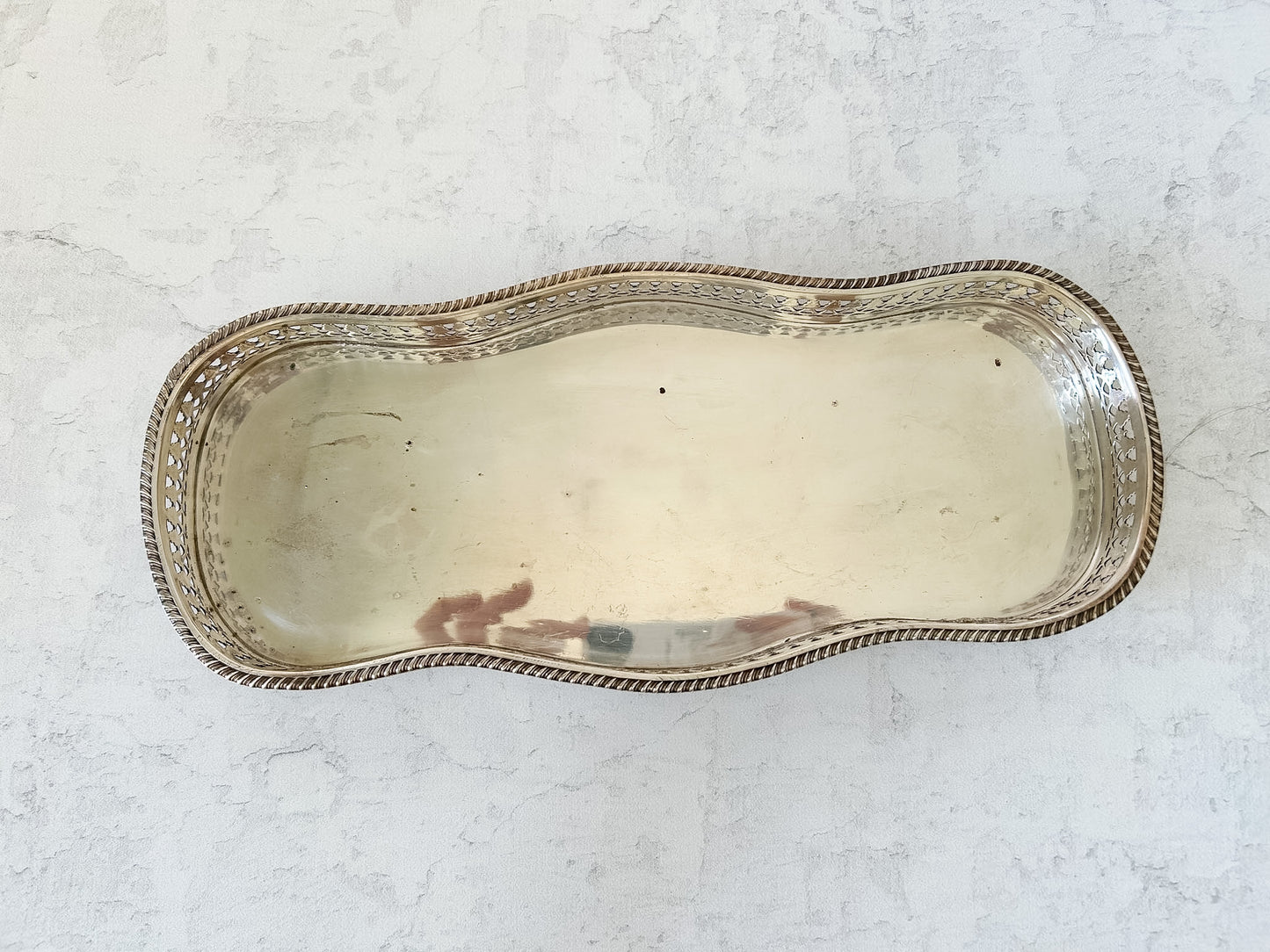 Vintage Silver Plate Tray with Pierced Gallery Edge