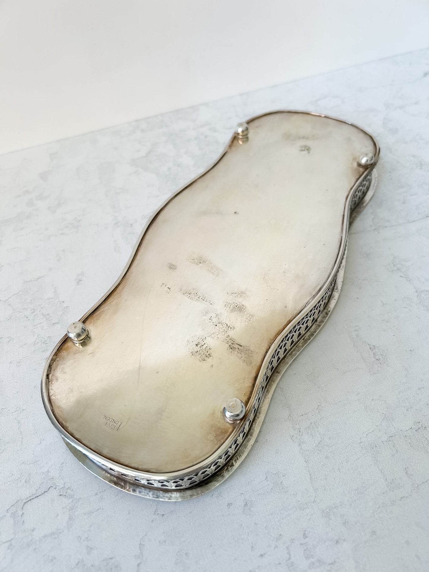 Vintage Silver Plate Tray with Pierced Gallery Edge