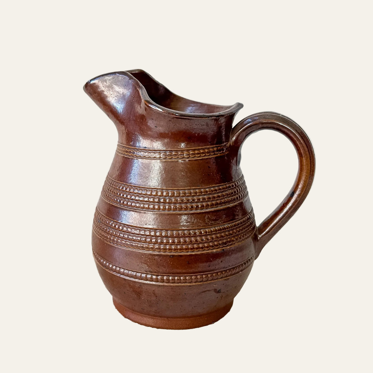 Vintage French Brown Stoneware Pitcher 5.5"