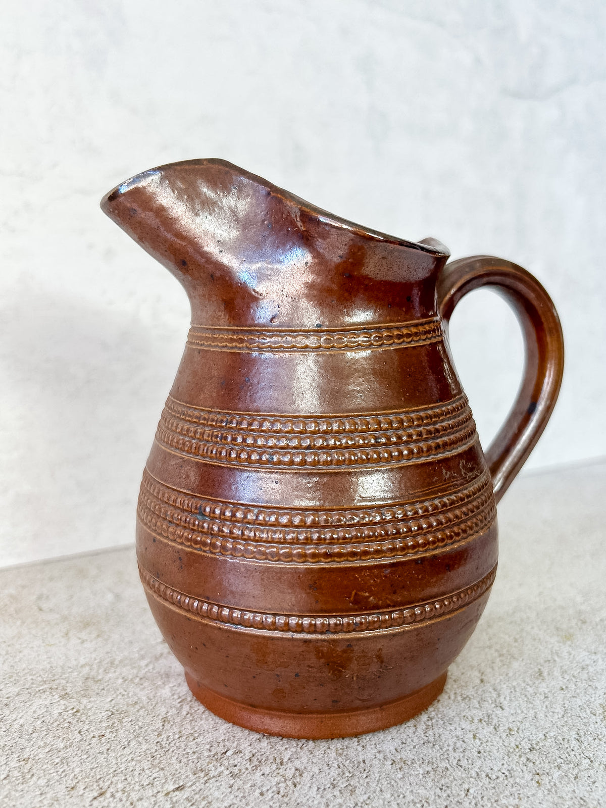 Vintage French Brown Stoneware Pitcher 5.5"