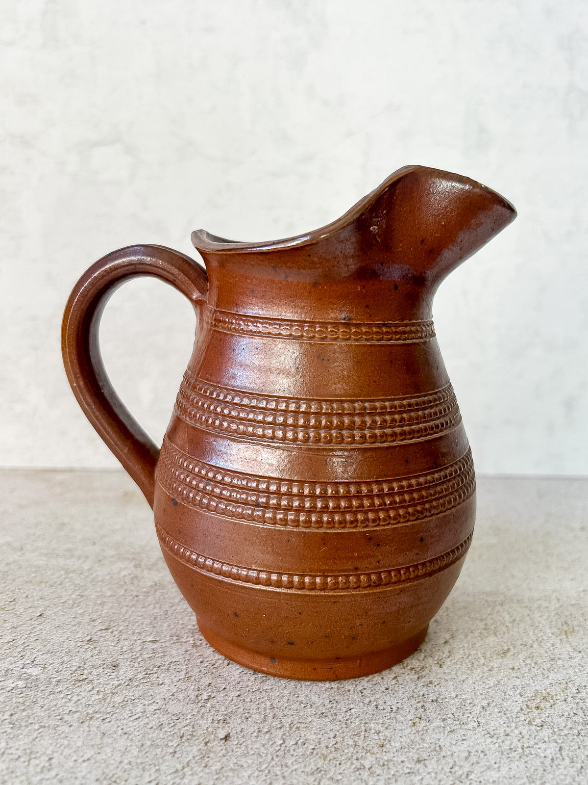 Vintage French Brown Stoneware Pitcher 5.5"