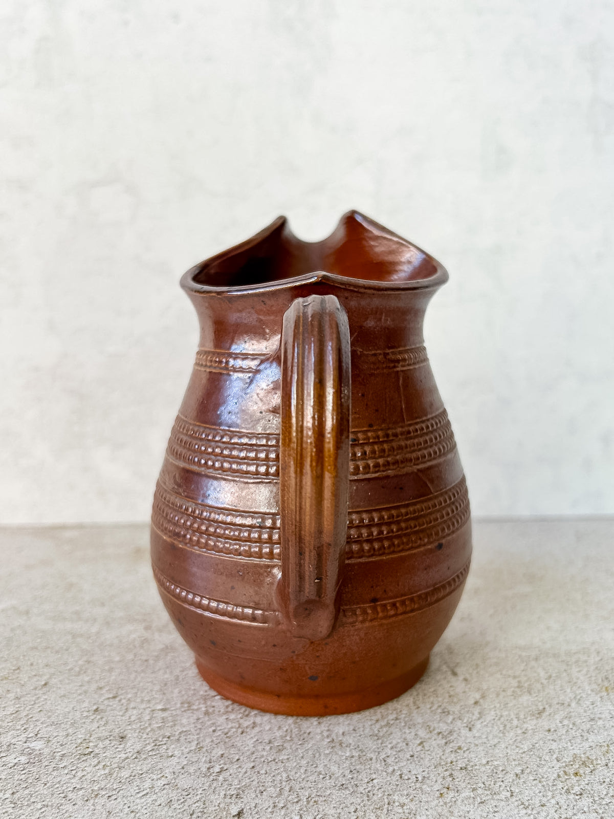 Vintage French Brown Stoneware Pitcher 5.5"