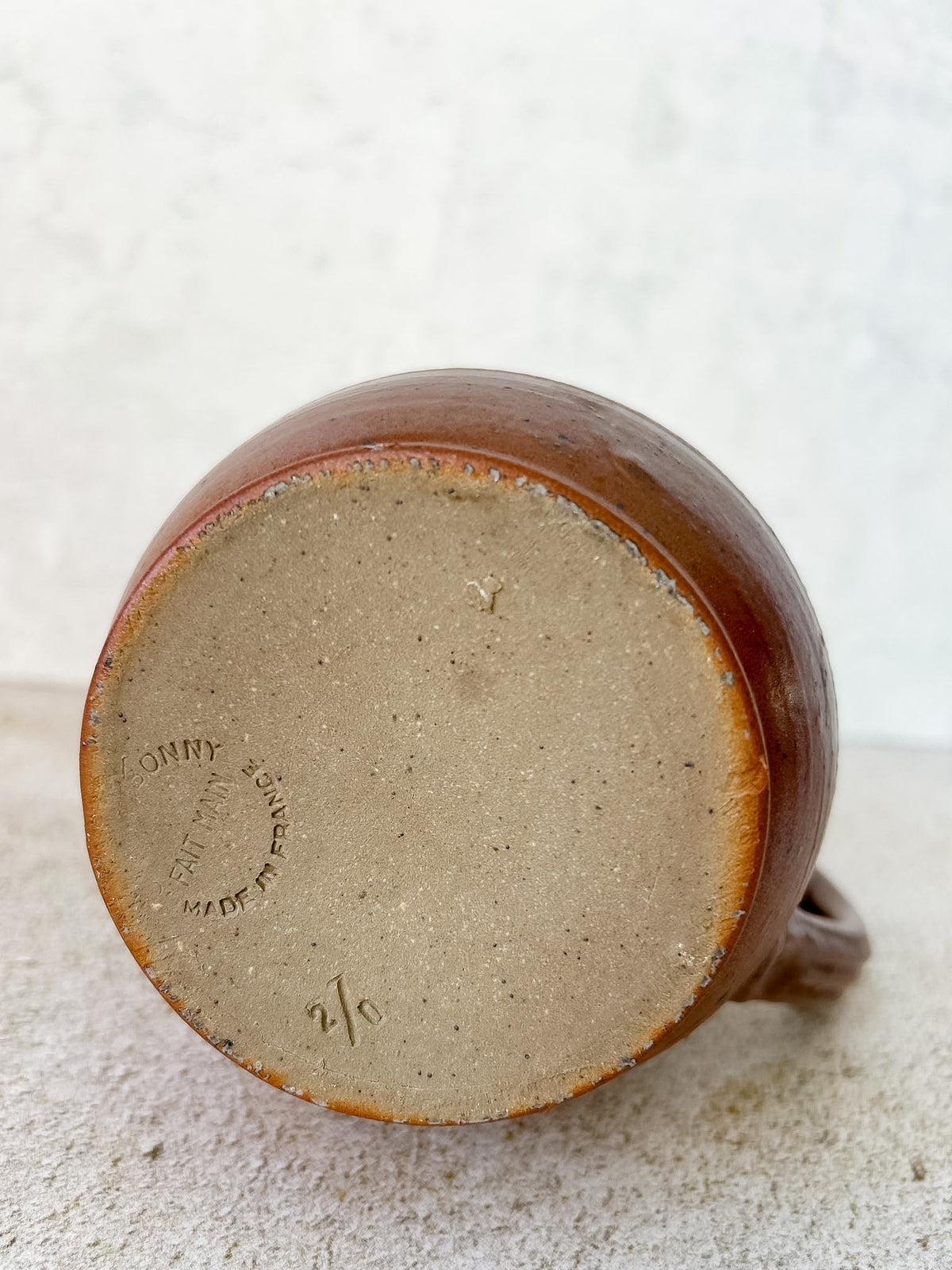 Vintage French Brown Stoneware Pitcher 5.5"
