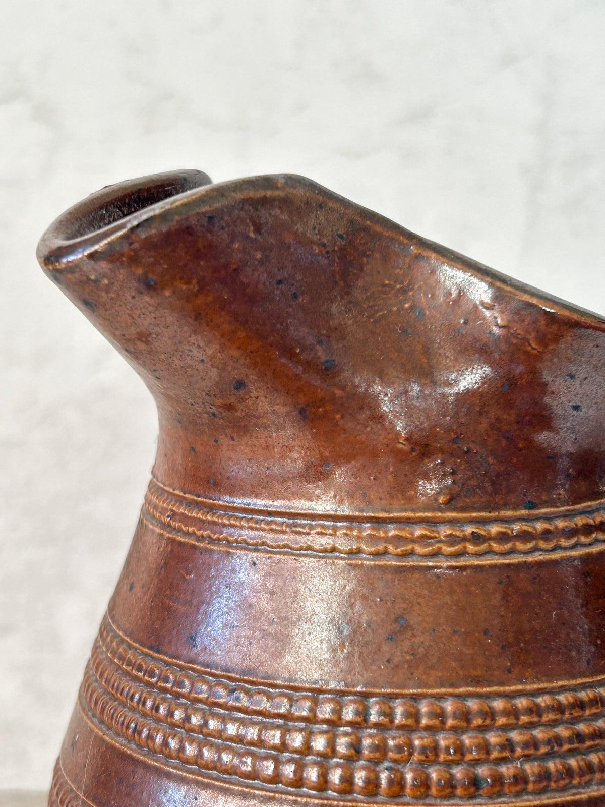 Vintage French Brown Stoneware Pitcher 5.5"