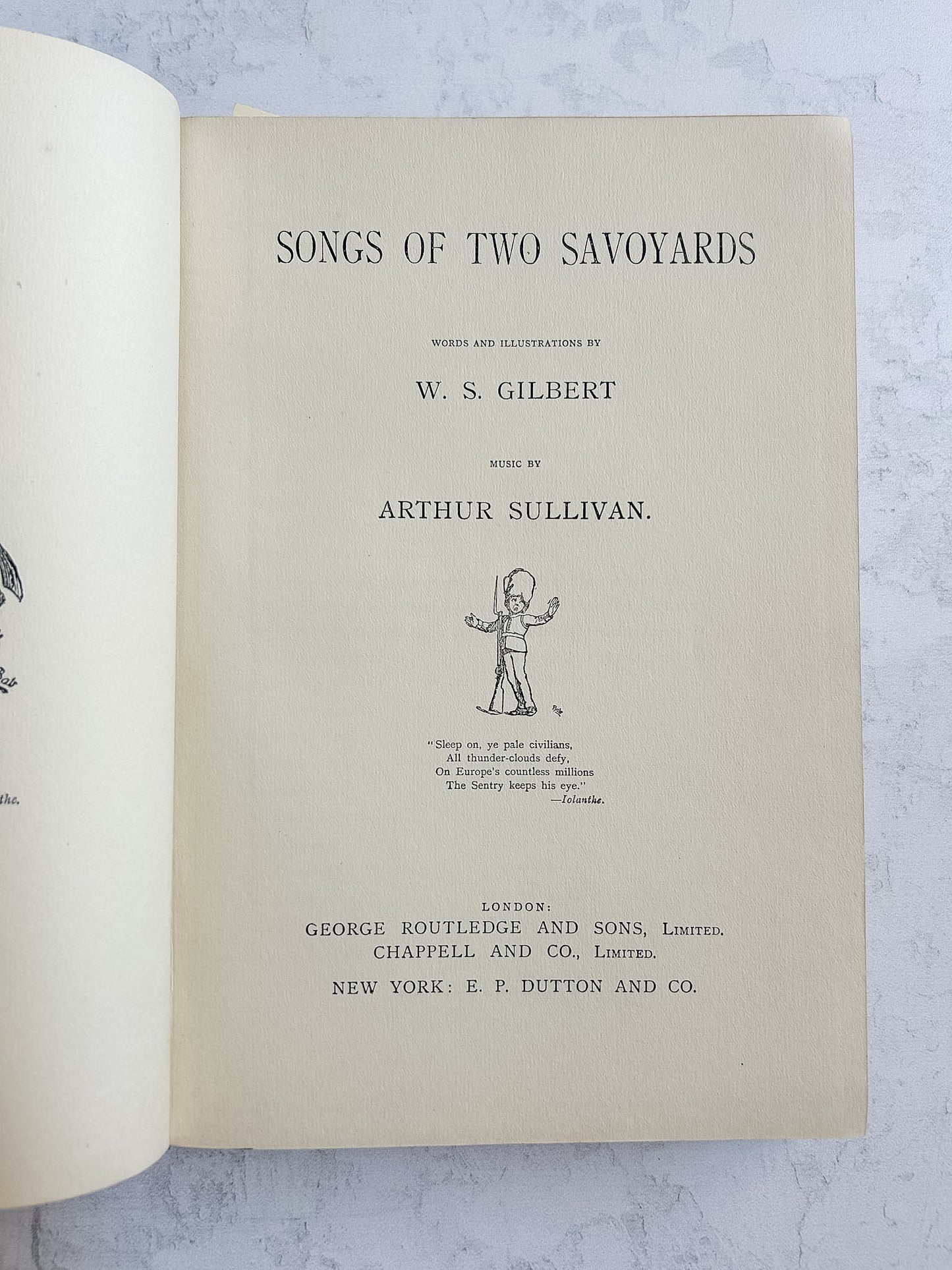 Antique Gilbert & Sullivan Illustrated Music Book – Songs of Two Savoyards