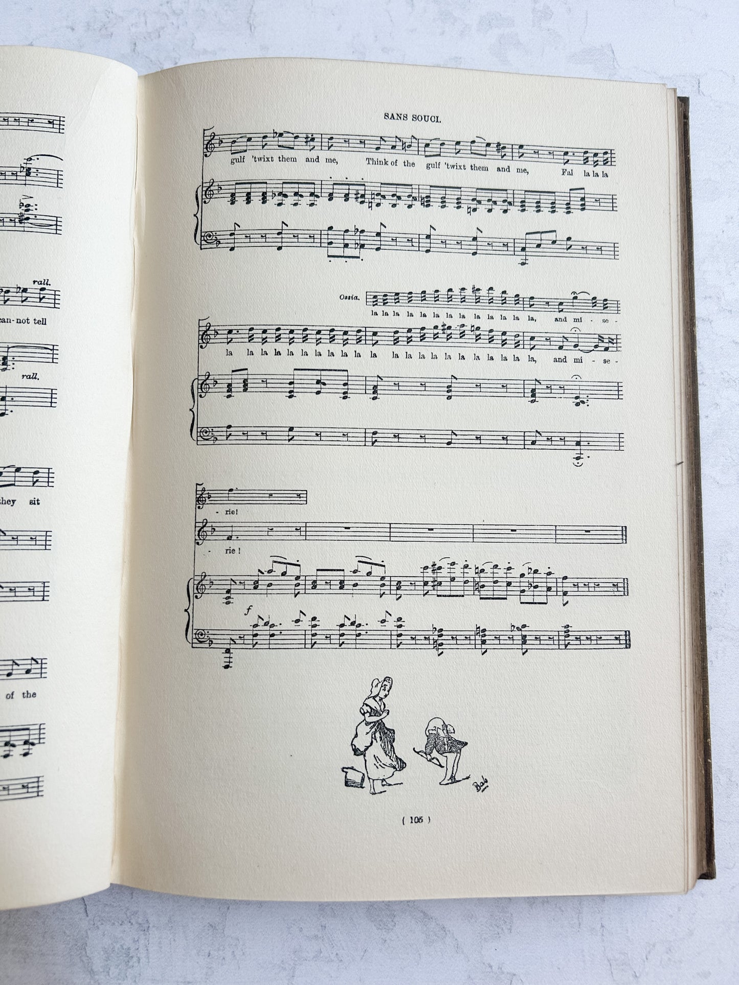 Antique Gilbert & Sullivan Illustrated Music Book – Songs of Two Savoyards