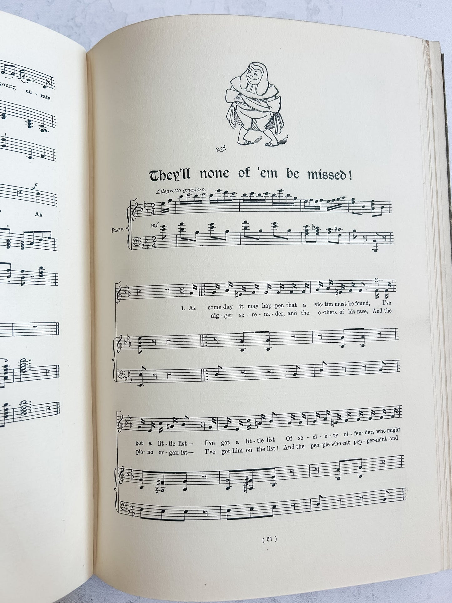 Antique Gilbert & Sullivan Illustrated Music Book – Songs of Two Savoyards