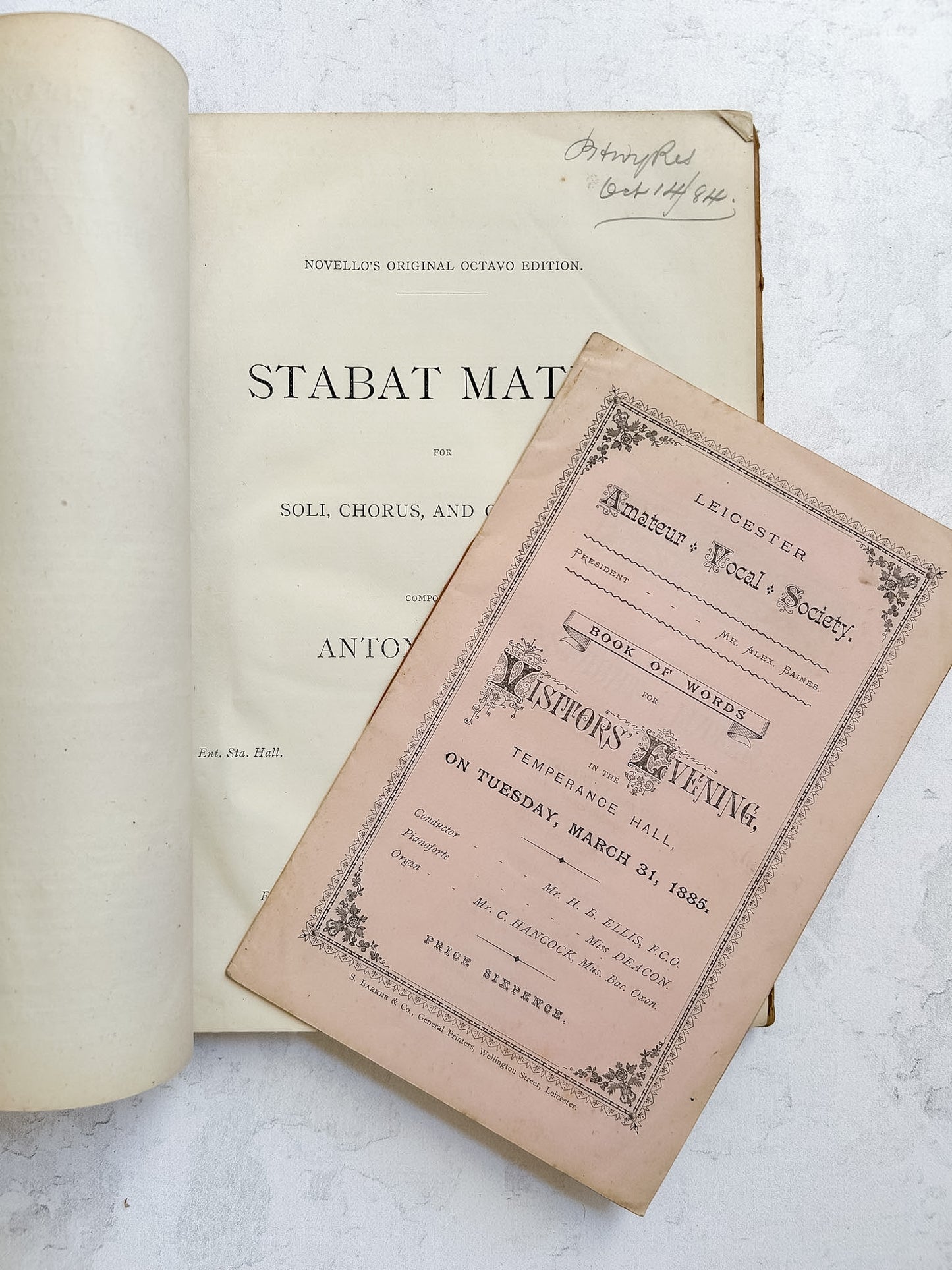 Antique 1884 Dvořák Stabat Mater Music Book, Victorian Music Score