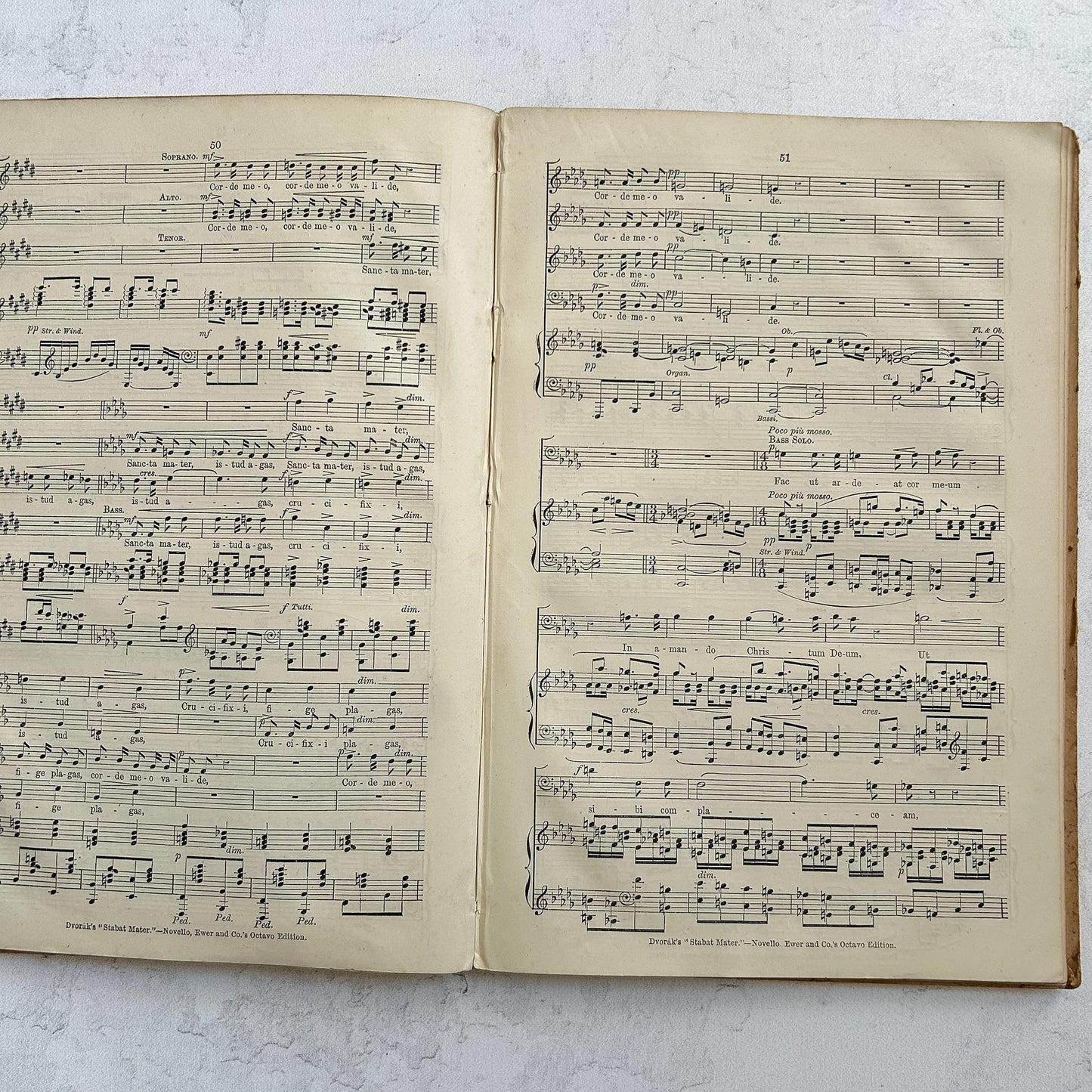 Antique 1884 Dvořák Stabat Mater Music Book, Victorian Music Score