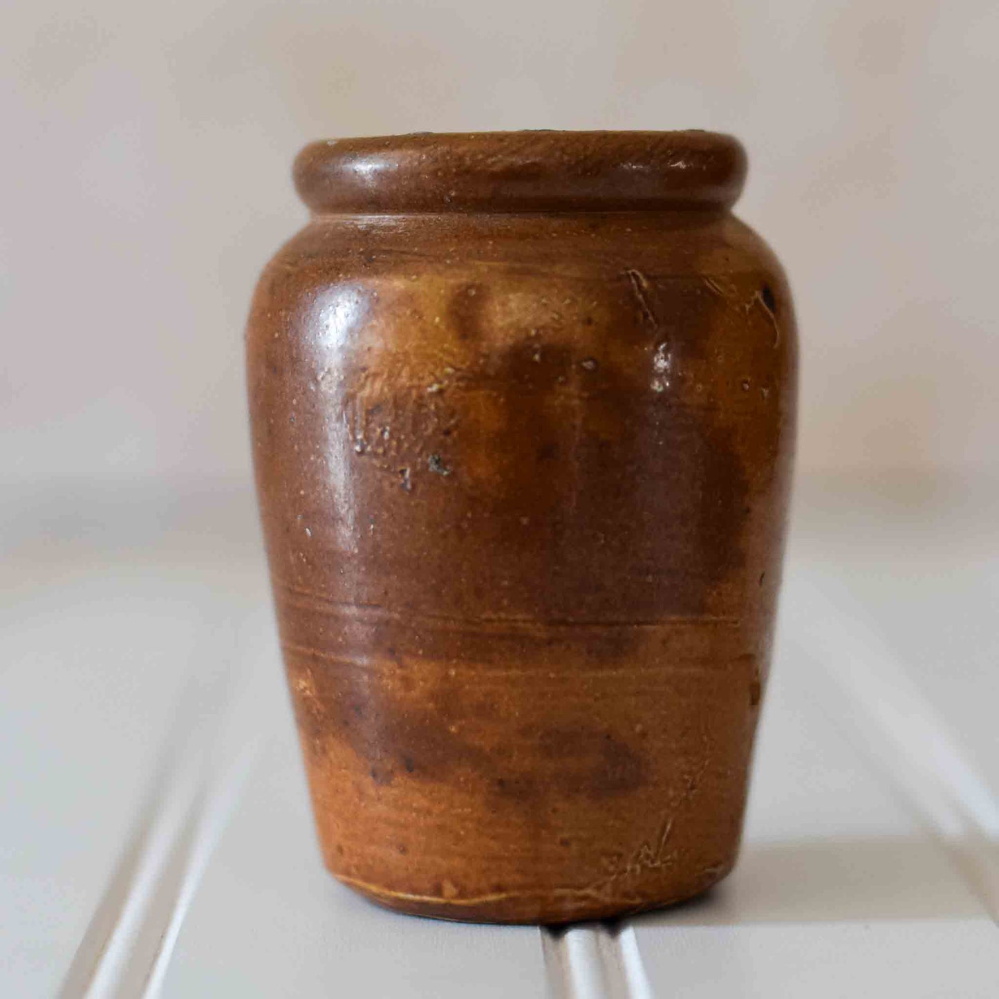 Pair Antique English Stoneware Creamer Jars