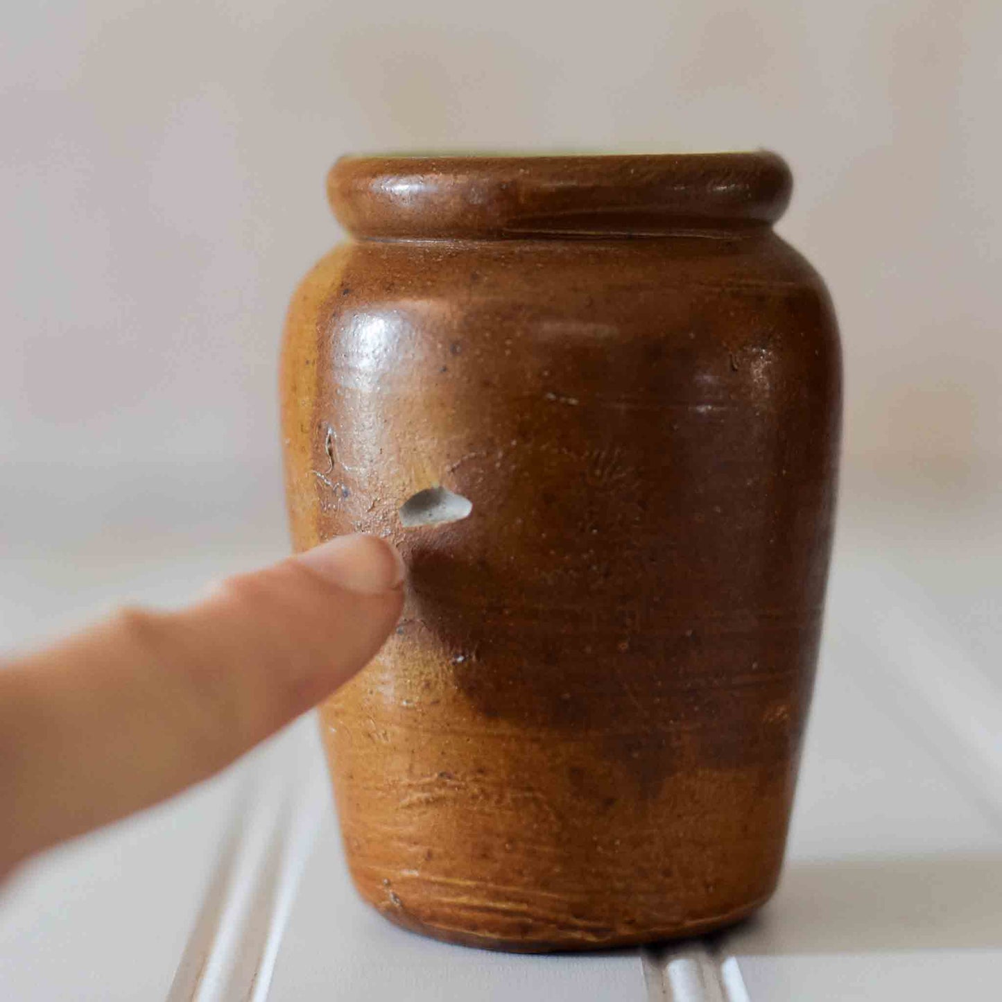 Pair Antique English Stoneware Creamer Jars