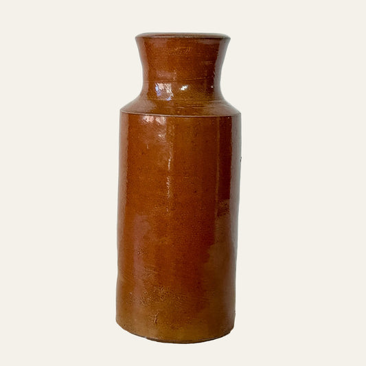 Antique English Brown Stoneware Master Ink Bottle, c.1900