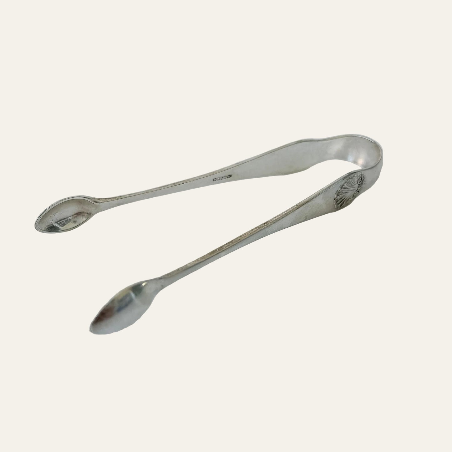 Shell-Handle Vintage English Silver-Plated Sugar Tongs